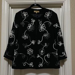 Kasper Embroidered Jacket Black Metallic Threads